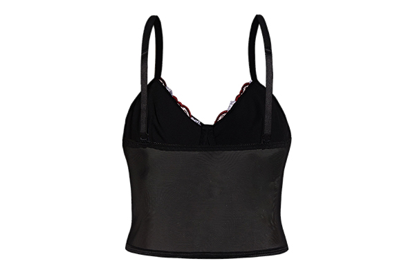Retro Sexy Mesh Embroidered Vest For Outer Wear 2386