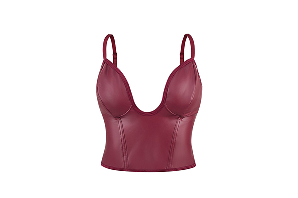 How can the deep U-neck design of pu leather cropped top ensure the comfort and support of the wearer while ensuring beauty?